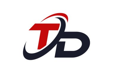 TD Logo Swoosh küresel kırmızı mektup vektör kavramı