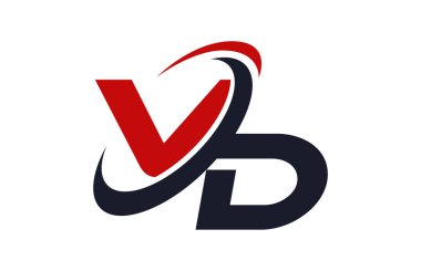 Vd Logo Swoosh küresel kırmızı mektup vektör kavramı