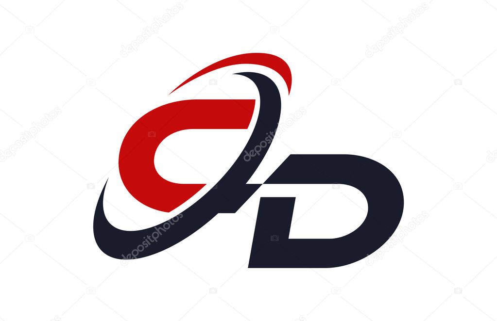 CD Logo Swoosh Global Red Letter Vector Concept