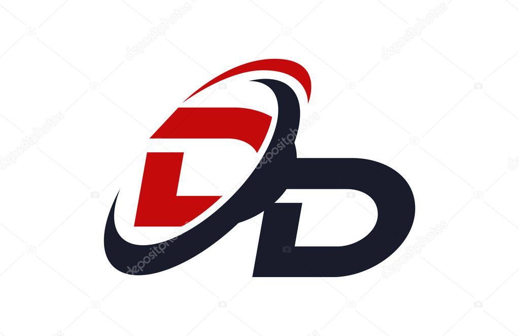 DD Logo Swoosh Global Red Letter Vector Concept
