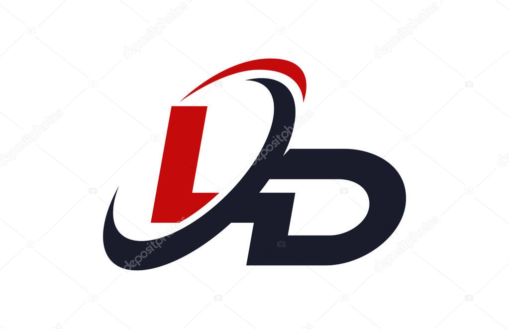 LD Logo Swoosh Global Red Letter Vector Concept