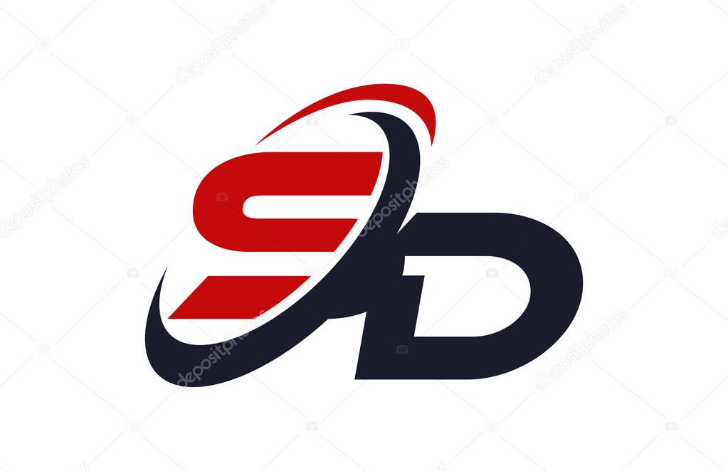 SD Logo Swoosh Global Red Letter Vector Concept