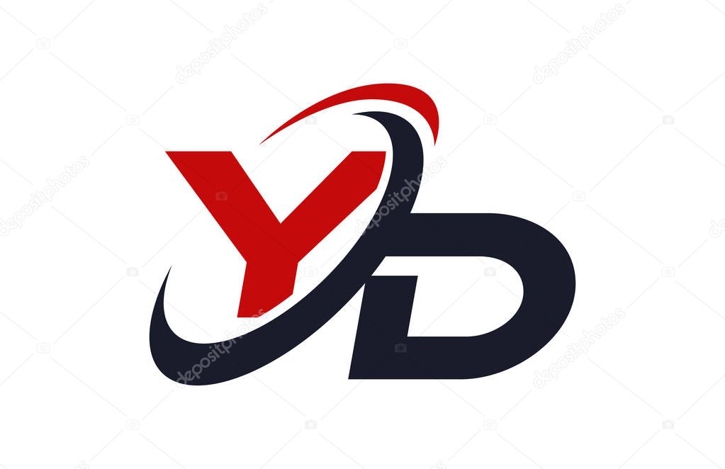 YD Logo Swoosh Global Red Letter Vector Concept