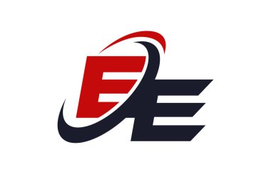Ee Logo Swoosh küresel kırmızı mektup vektör kavramı