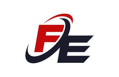 Fe Logo Swoosh küresel kırmızı mektup vektör kavramı