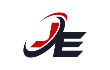 Je Logo Swoosh küresel kırmızı mektup vektör kavramı