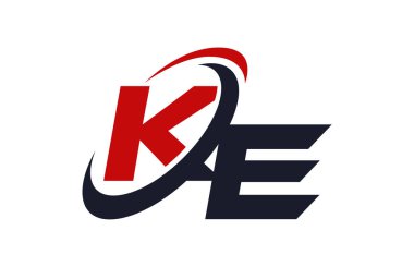 Ke Logo Swoosh küresel kırmızı mektup vektör kavramı