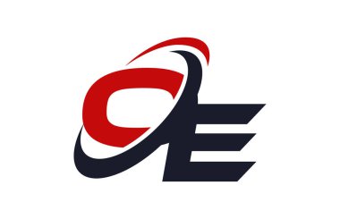 OE Logo Swoosh küresel kırmızı mektup vektör kavramı