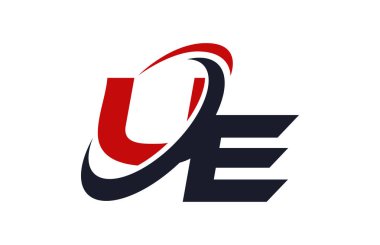 UE Logo Swoosh küresel kırmızı mektup vektör kavramı