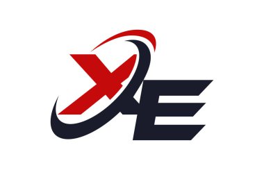 XE Logo Swoosh küresel kırmızı mektup vektör kavramı