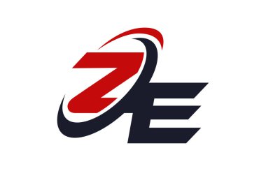 Ze Logo Swoosh küresel kırmızı mektup vektör kavramı
