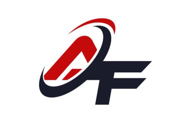 AF Logo Swoosh küresel kırmızı mektup vektör kavramı