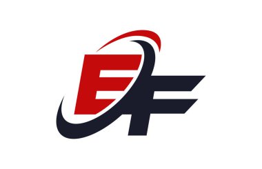 EF Logo Swoosh küresel kırmızı mektup vektör kavramı
