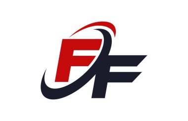 FF Logo Swoosh küresel kırmızı mektup vektör kavramı