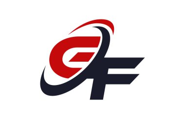 GF Logo Swoosh küresel kırmızı mektup vektör kavramı