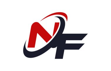NF Logo Swoosh küresel kırmızı mektup vektör kavramı