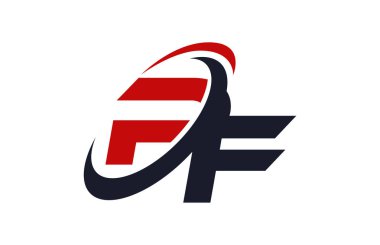PF Logo Swoosh küresel kırmızı mektup vektör kavramı