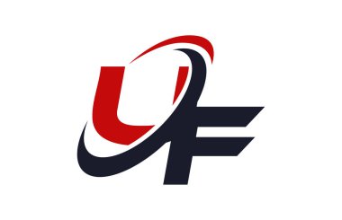 UF Logo Swoosh küresel kırmızı mektup vektör kavramı