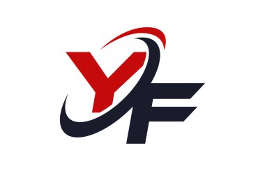 YF Logo Swoosh küresel kırmızı mektup vektör kavramı