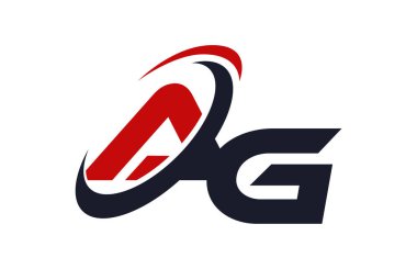 AG Logo Swoosh küresel kırmızı mektup vektör kavramı