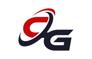 CG Logo Swoosh küresel kırmızı mektup vektör kavramı