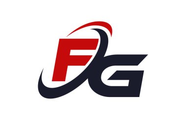Fg Logo Swoosh küresel kırmızı mektup vektör kavramı