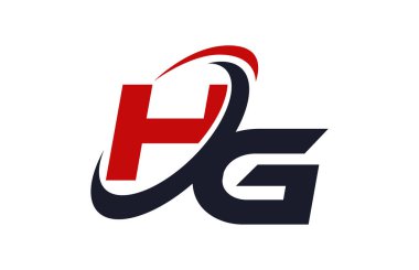 HG Logo Swoosh küresel kırmızı mektup vektör kavramı