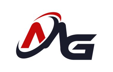 Mg Logo Swoosh küresel kırmızı mektup vektör kavramı