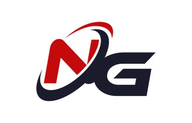NG Logo Swoosh küresel kırmızı mektup vektör kavramı