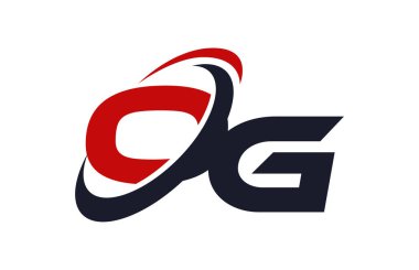 OG Logo Swoosh küresel kırmızı mektup vektör kavramı