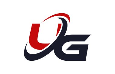 UG Logo Swoosh küresel kırmızı mektup vektör kavramı