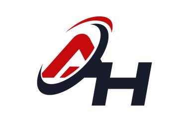 Ah Logo Swoosh küresel kırmızı mektup vektör kavramı