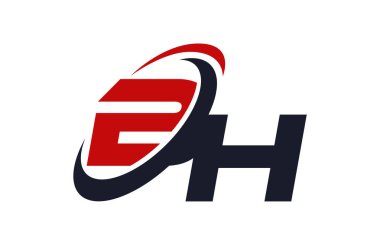 BH Logo Swoosh küresel kırmızı mektup vektör kavramı