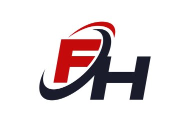 FH Logo Swoosh küresel kırmızı mektup vektör kavramı