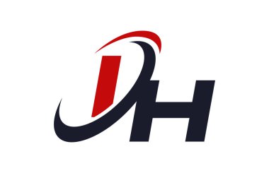 IH Logo Swoosh küresel kırmızı mektup vektör kavramı