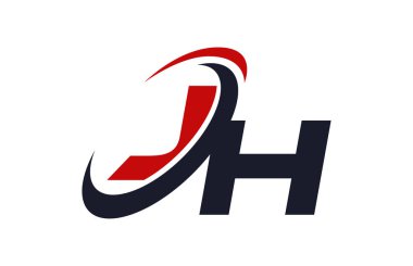 JH Logo Swoosh küresel kırmızı mektup vektör kavramı