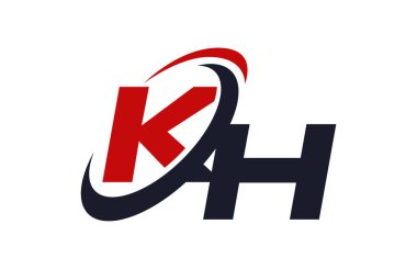 KH Logo Swoosh küresel kırmızı mektup vektör kavramı
