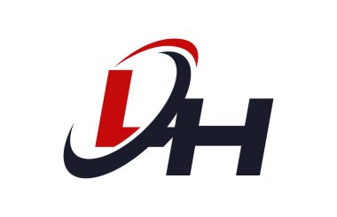 LH Logo Swoosh küresel kırmızı mektup vektör kavramı