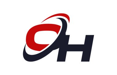 Oh Logo Swoosh küresel kırmızı mektup vektör kavramı