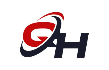QH Logo Swoosh küresel kırmızı mektup vektör kavramı