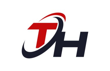 TH Logo Swoosh küresel kırmızı mektup vektör kavramı