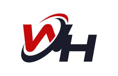 WH Logo Swoosh küresel kırmızı mektup vektör kavramı
