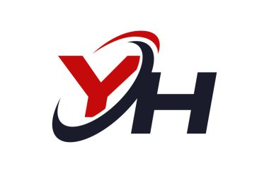 YH Logo Swoosh küresel kırmızı mektup vektör kavramı