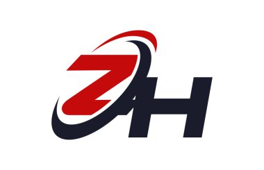 Zh Logo Swoosh küresel kırmızı mektup vektör kavramı
