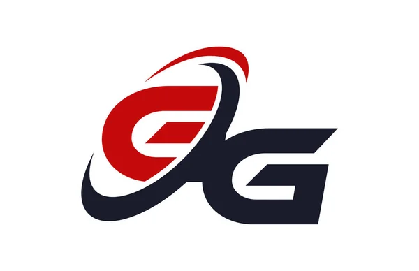 Logo Swoosh Konsep Vektor Huruf Merah Global - Stok Vektor