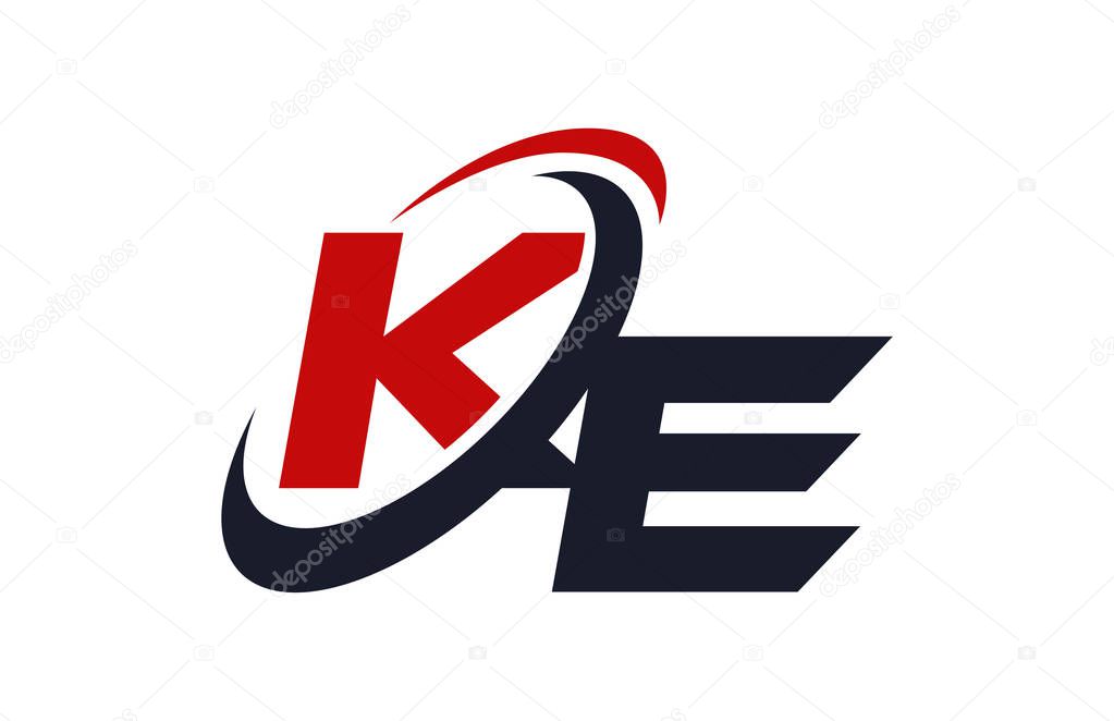 KE Logo Swoosh Global Red Letter Vector Concept