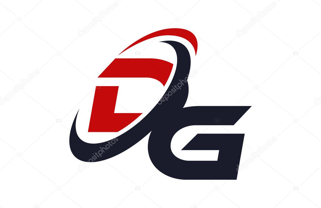 DG Logo Swoosh Global Red Letter Vector Concept