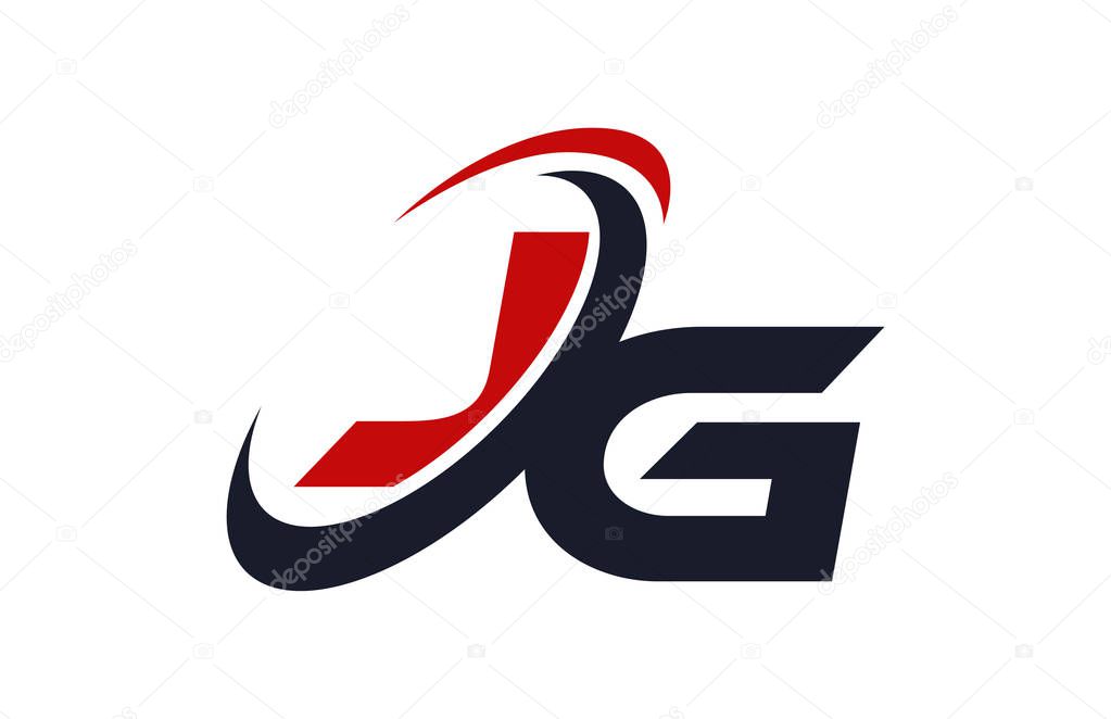 JG Logo Swoosh Global Red Letter Vector Concept