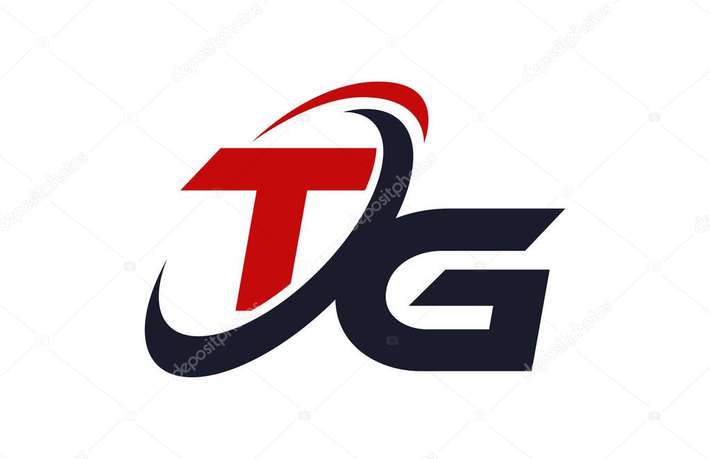 TG Logo Swoosh Global Red Letter Vector Concept