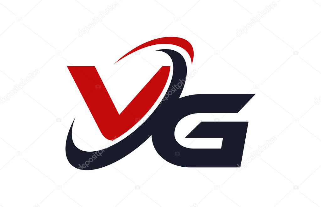 VG Logo Swoosh Global Red Letter Vector Concept